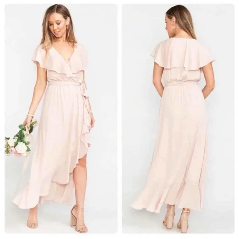 BNWT Show Me Your MuMu Jess Riffle Midi Dress Blush Pink - Size Medium
